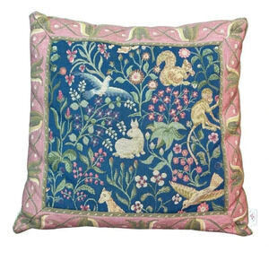 Tapisserie Ambiances de France French Tapestry Pillow Bunny Monkey Birds
